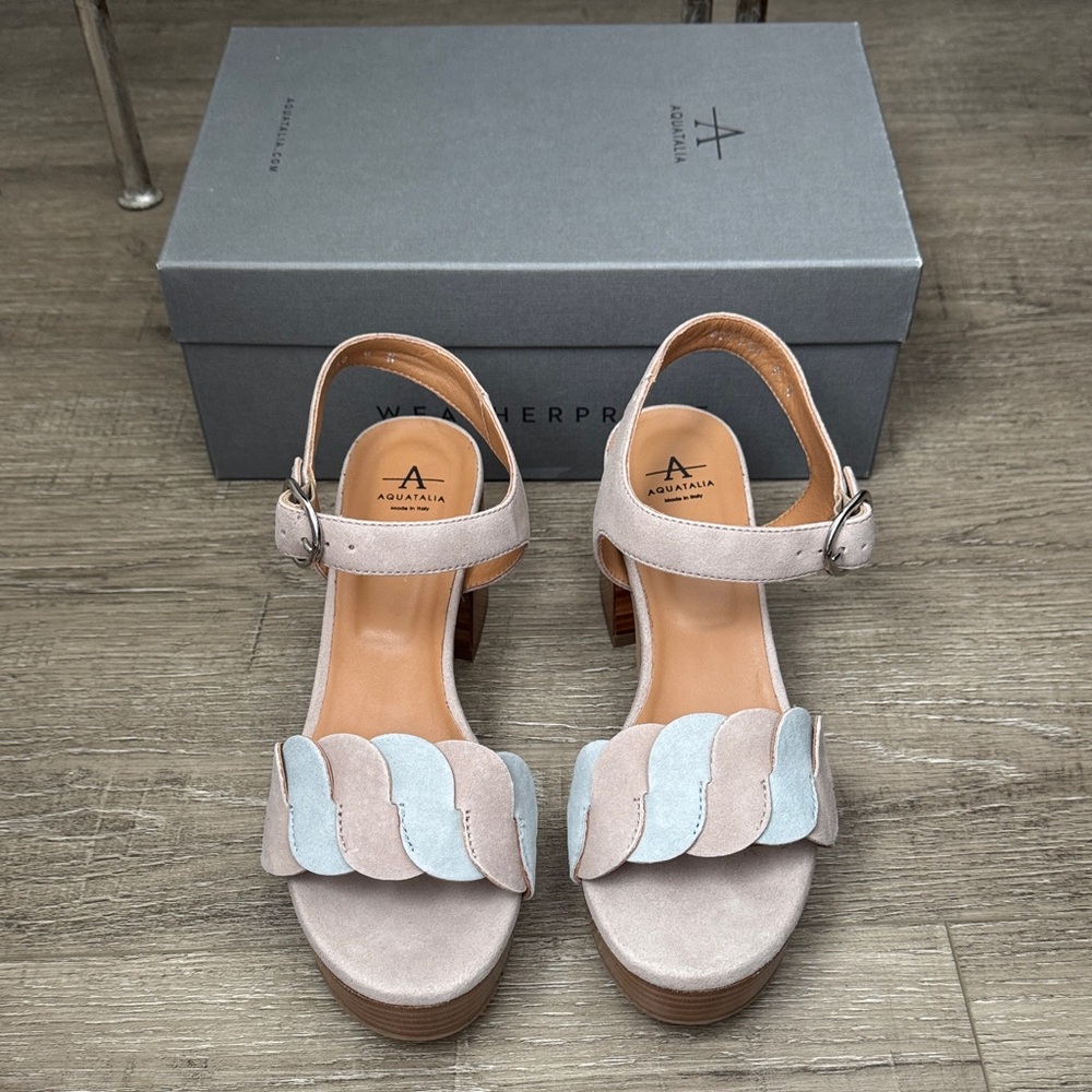 New Aquatalia Suede Sandals - Light Gray and Light Blue